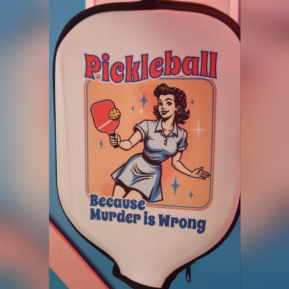 Hand Crafted Pickleball Paddle Cover in White, Blue, Red, Orange